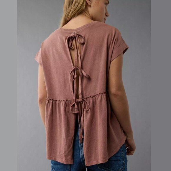 American Eagle Outfitters Tops - American Eagle Sunchaser Knit Babydoll Swing Mauve Pink Short Sleeve T Shirt XS